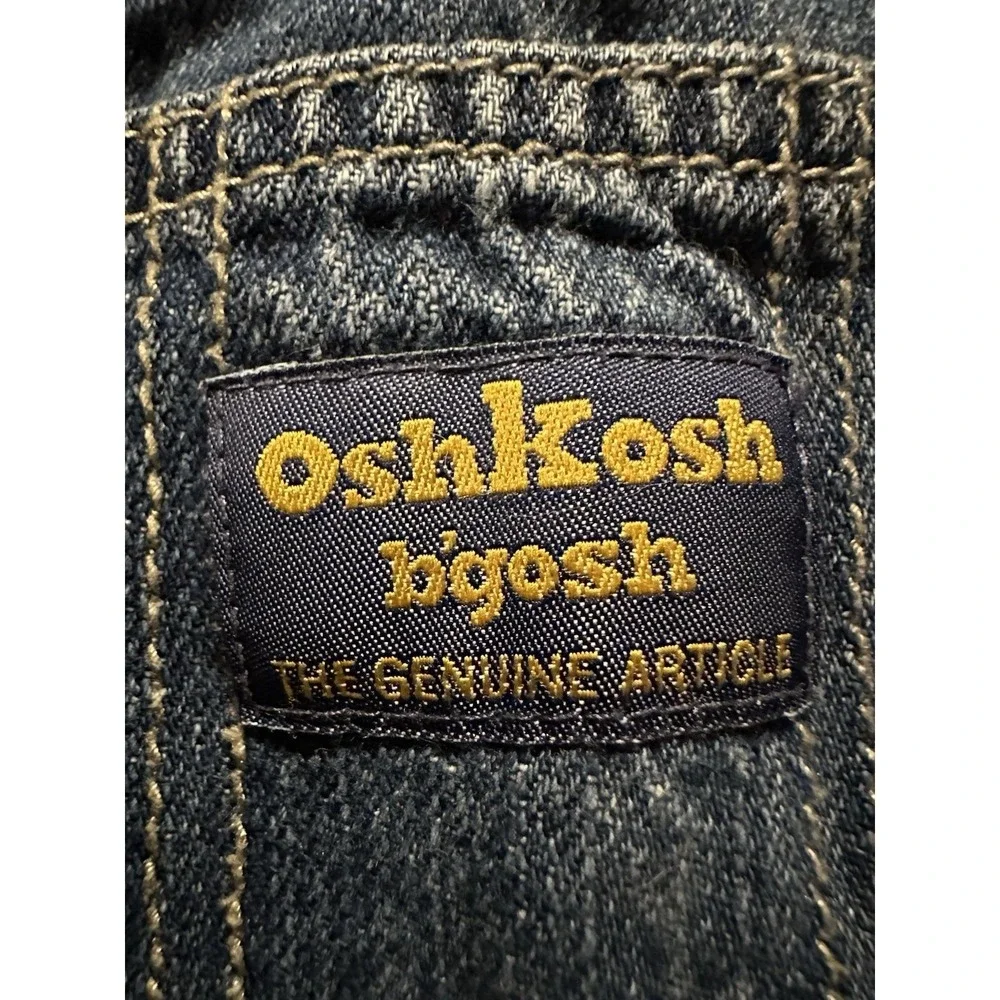 OshKosh B'gosh Toddler Denim Bib Overalls 3T Blue Pockets Logo Accent